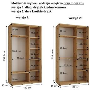 Szafa przesuwna wysoka Davos 1 130, gÅ. 45 cm czarny + artisan + srebrny