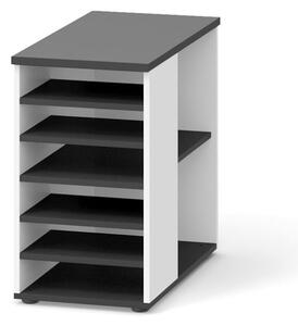 Dostawna szafka półkowa do biurka PRIMO, biała / grafitowa, prawa