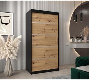 Szafa przesuwna garderoba Verona 1 100 wys. 200 cm czarny + artisan