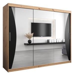 Szafa przesuwna garderoba Monaco 250 wys. 200 cm artisan + czarny