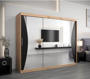 Szafa przesuwna garderoba Monaco 250 wys. 200 cm artisan + czarny