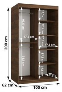 Szafa przesuwna garderoba Rubino T 100 wys. 200 cm orzech warmia