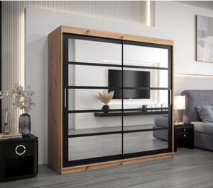 Szafa przesuwna garderoba Roma 2 200 wys. 200 cm artisan + czarny