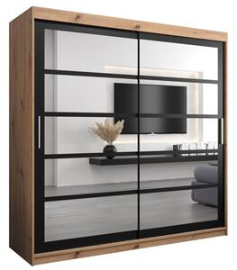 Szafa przesuwna garderoba Roma 2 200 wys. 200 cm artisan + czarny