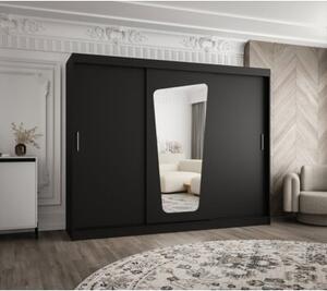 Szafa przesuwna z lustrem garderoba Moka 250 wys. 200 cm czarny