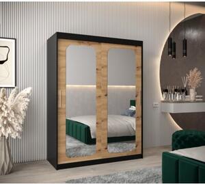 Szafa przesuwna garderoba Promo T3 150 wys. 200 cm czarny + artisan