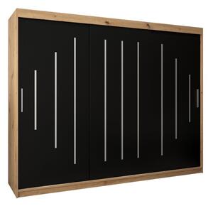 Szafa przesuwna garderoba York 250 wys. 200 cm artisan + czarny