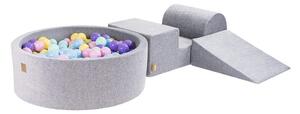 Szary aksamitny piankowy plac zabaw 4 szt. wysokość 30 cm 225x90 cm Montessori – Meowbaby