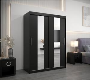 Szafa przesuwna garderoba Pole 150 wys. 200 cm czarny + czarny