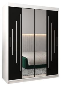 Szafa przesuwna garderoba York 1 150 wys. 200 cm biaÅy + czarny