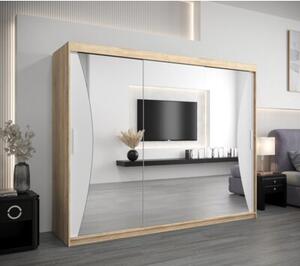 Szafa przesuwna garderoba Monaco 250 wys. 200 cm sonoma + biaÅy