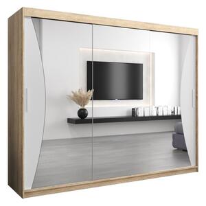 Szafa przesuwna garderoba Monaco 250 wys. 200 cm sonoma + biaÅy