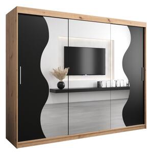 Szafa przesuwna garderoba Madryt 250 wys. 200 cm artisan + czarny