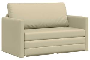 Sofa bed kremowy 124 x 71 x 78 cm sztuczna skÃ³ra
