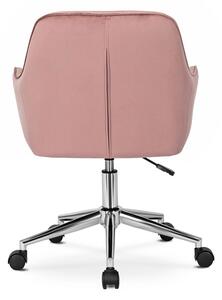 Różowy pikowany fotel obrotowy młodzieżowy - Ondo