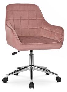 Różowy pikowany fotel obrotowy młodzieżowy - Ondo