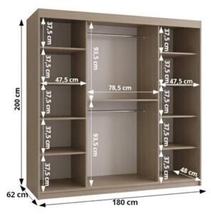 Szafa przesuwna z lustrem garderoba Rubino T3 180 wys. 200 cm kaszmir