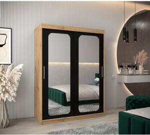 Szafa przesuwna garderoba Promo T3 150 wys. 200 cm artisan + czarny