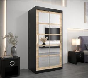 Szafa przesuwna garderoba Roma 2 100 wys. 200 cm czarny + sonoma