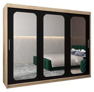 Szafa przesuwna garderoba Promo T3 250 wys. 200 cm sonoma + czarny