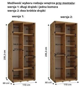 Szafa przesuwna wysoka Davos 1 110, gÅ. 60 cm czarny + artisan + czarny