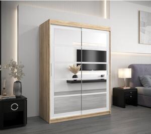 Szafa przesuwna garderoba Roma 2 150 wys. 200 cm sonoma + biaÅy