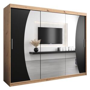 Szafa przesuwna garderoba Wave 250 wys. 200 cm artisan + czarny