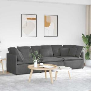 Sofa moduÅowa z poduszkami tkanina sztruksowa ciemnoszara