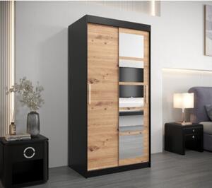 Szafa przesuwna garderoba Roma 1 100 wys. 200 cm czarny + artisan