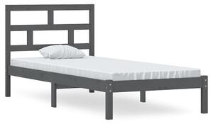Szare jednoosobowe łóżko sosnowe 90x200 - Bente 3X