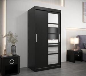 Szafa przesuwna garderoba Roma 1 100 wys. 200 cm czarny + czarny