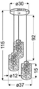 Chromowana potrójna lampa wisząca ze szklanym kloszem - V058-Nubia