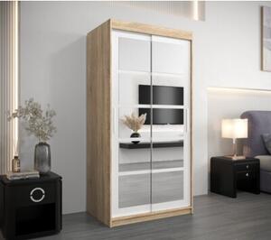 Szafa przesuwna garderoba Roma 2 100 wys. 200 cm sonoma + biaÅy