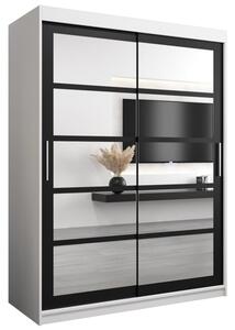 Szafa przesuwna garderoba Roma 2 150 wys. 200 cm biaÅy + czarny