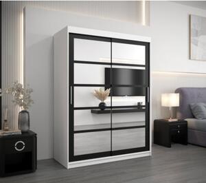 Szafa przesuwna garderoba Roma 2 150 wys. 200 cm biaÅy + czarny