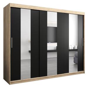 Szafa przesuwna garderoba Pole 250 wys. 200 cm sonoma + czarny
