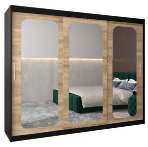 Szafa przesuwna garderoba Promo T3 250 wys. 200 cm czarny + sonoma