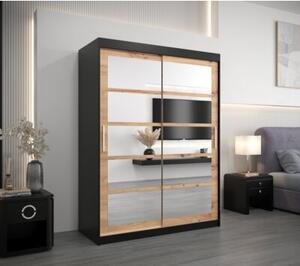 Szafa przesuwna garderoba Roma 2 150 wys. 200 cm czarny + artisan