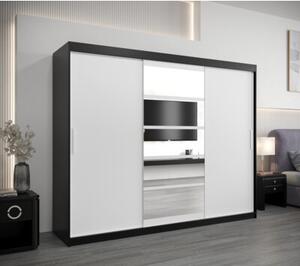 Szafa przesuwna garderoba Roma 1 250 wys. 200 cm czarny + czarny