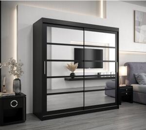 Szafa przesuwna garderoba Roma 2 200 wys. 200 cm czarny + czarny