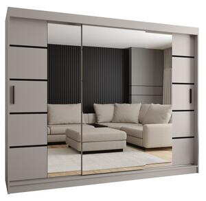Szafa przesuwna z lustrem garderoba Rubino V4 250 wys. 200 cm kaszmir