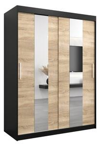 Szafa przesuwna garderoba Pole 150 wys. 200 cm czarny + sonoma