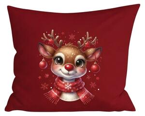 3D poszewka na poduszkę z mikrofibry MERRY FAWN 45x45 cm, czerwona