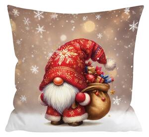 3D poszewka na poduszkę z mikrofibry SANTA GNOME 45x45 cm, czerwona
