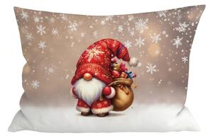3D poszewka na poduszkę z mikrofibry SANTA GNOME 50x70 cm, czerwona