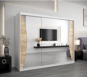 Szafa przesuwna garderoba Monaco 250 wys. 200 cm biaÅy + sonoma