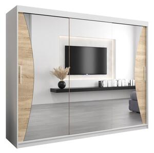 Szafa przesuwna garderoba Monaco 250 wys. 200 cm biaÅy + sonoma