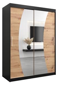 Szafa przesuwna garderoba Wave 150 wys. 200 cm czarny + artisan