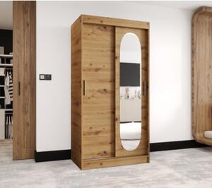 Szafa przesuwna z lustrem garderoba Royal 100 wys. 200 cm artisan