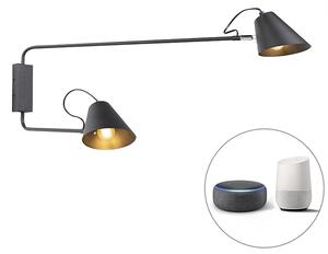 Inteligentny Kinkiet / Lampa scienna czarny 2-punktowy regulowany z Wifi A60 - Lune Oswietlenie wewnetrzne
